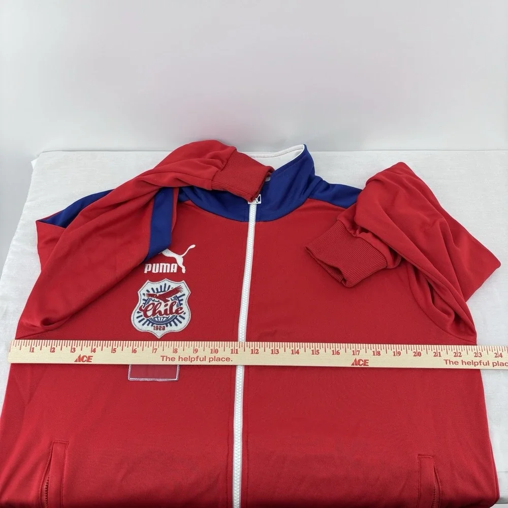 Puma Track Soccer Jacket Men M Red Blue Chile Football Texas Star Flag Logo RARE